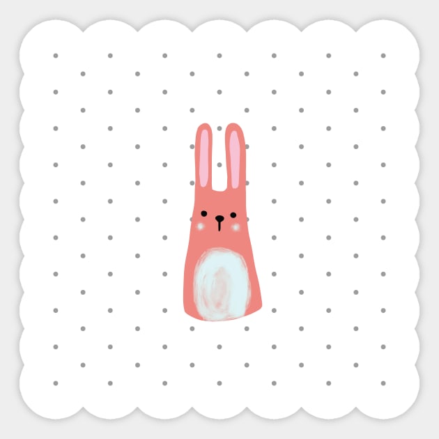 Happy rabbit in polka dots Sticker by bigmomentsdesign